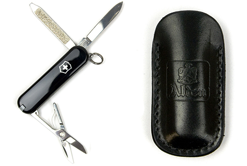 Alden black Swiss Army Knife with genuine Shell Cordovan Pocket