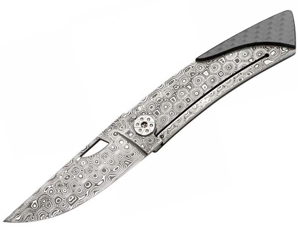 Fontenille-Pataud Damascus Steel and Carbon Fiber Pocket Knife