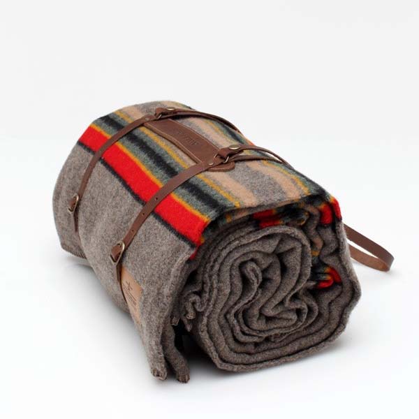 Pendleton Wool Picnic Blanket with Leather Carrier
