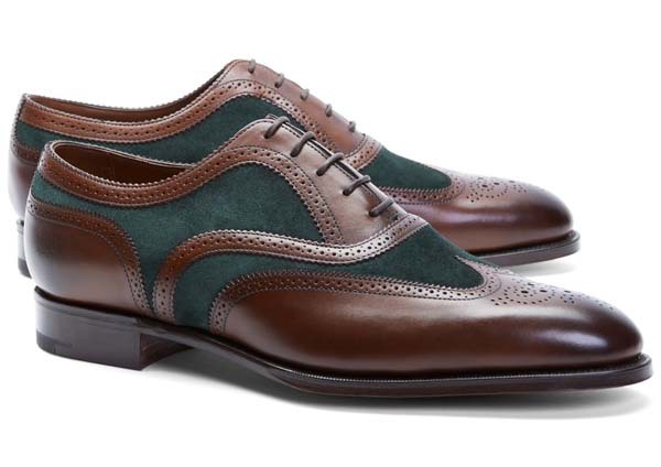 Edward Green Leather Wingtip with Green Suede