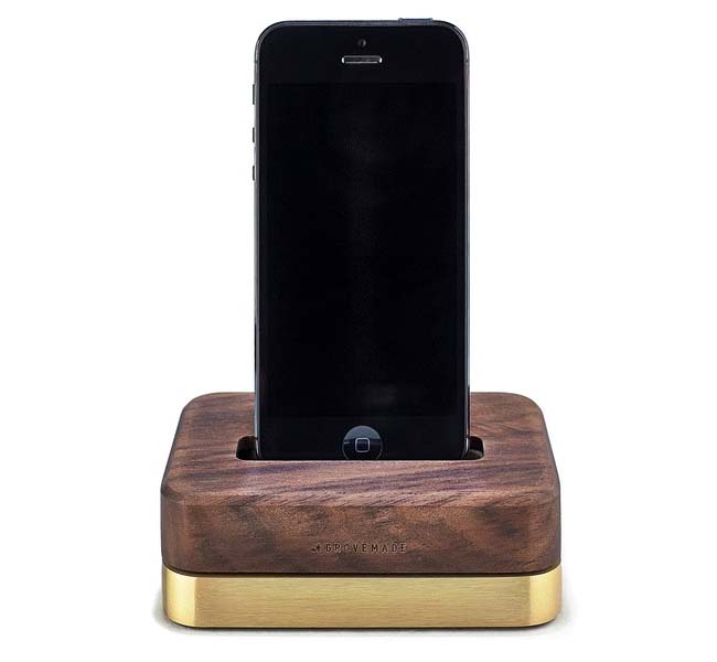 Grovemade Brass and Walnut iPhone Dock