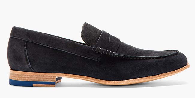 Paul Smith Slate Blue Suede Penny Loafers - Gentleman's Gadgets