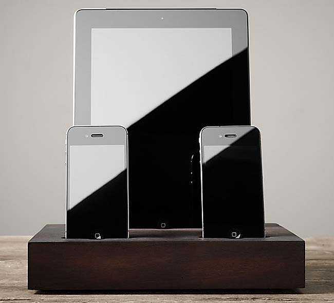 iPad and iPhone Walnut Wood Charging Station